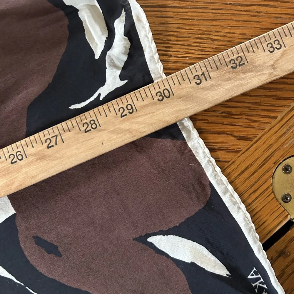 Vintage Black and Brown Hand-Rolled Silk Scarf